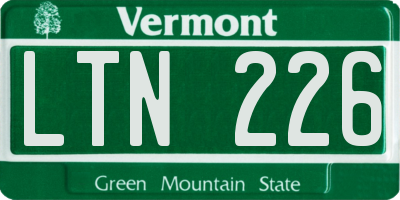 VT license plate LTN226