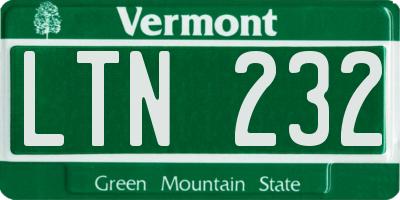 VT license plate LTN232