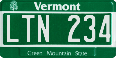 VT license plate LTN234