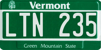 VT license plate LTN235
