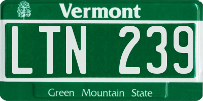 VT license plate LTN239