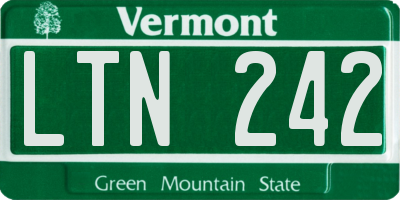 VT license plate LTN242