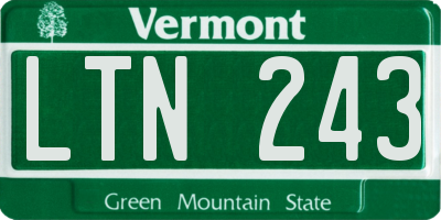 VT license plate LTN243