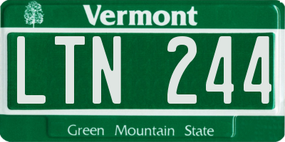VT license plate LTN244