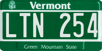 VT license plate LTN254