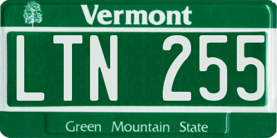 VT license plate LTN255