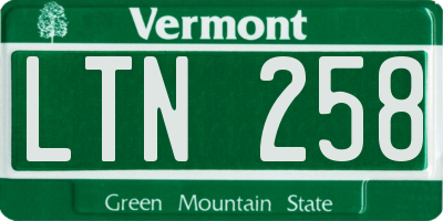 VT license plate LTN258