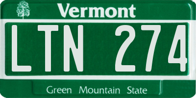 VT license plate LTN274