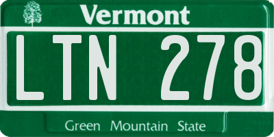 VT license plate LTN278