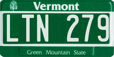 VT license plate LTN279