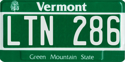 VT license plate LTN286
