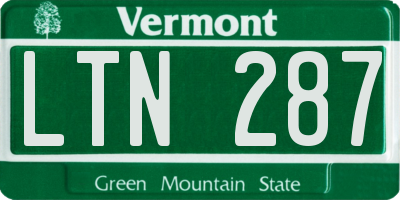 VT license plate LTN287