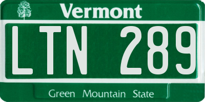 VT license plate LTN289