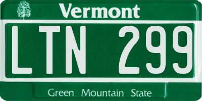 VT license plate LTN299