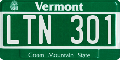 VT license plate LTN301