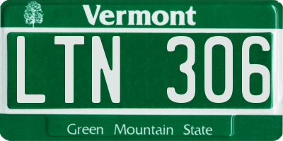 VT license plate LTN306
