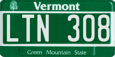 VT license plate LTN308