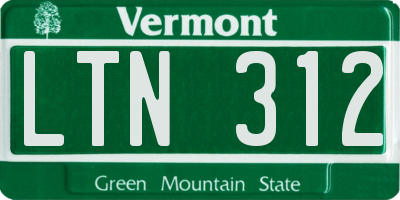 VT license plate LTN312