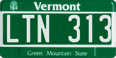 VT license plate LTN313