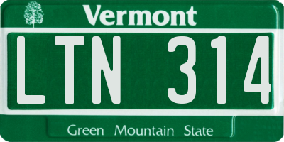 VT license plate LTN314