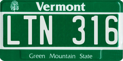 VT license plate LTN316