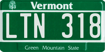 VT license plate LTN318