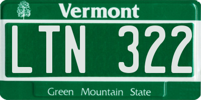 VT license plate LTN322