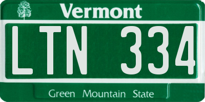 VT license plate LTN334
