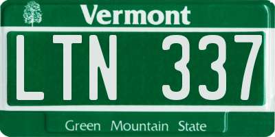 VT license plate LTN337