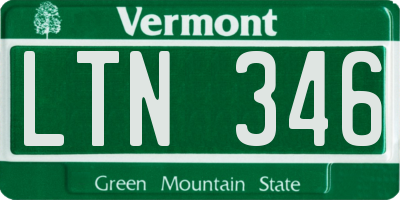 VT license plate LTN346