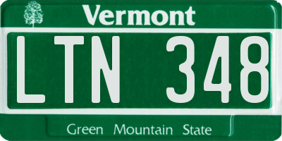 VT license plate LTN348