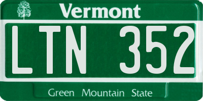 VT license plate LTN352