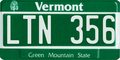 VT license plate LTN356