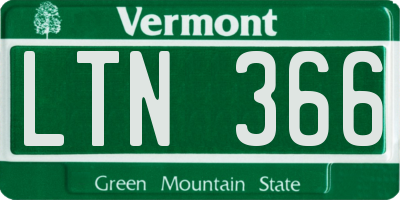 VT license plate LTN366