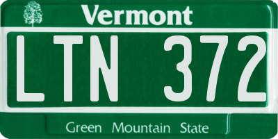VT license plate LTN372