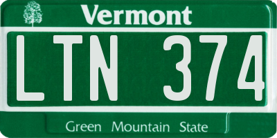 VT license plate LTN374