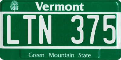 VT license plate LTN375