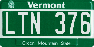 VT license plate LTN376