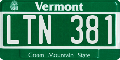 VT license plate LTN381