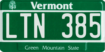 VT license plate LTN385