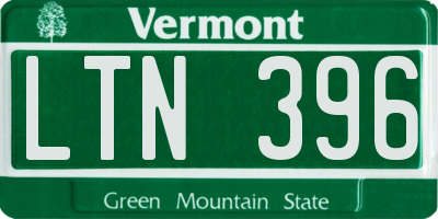 VT license plate LTN396