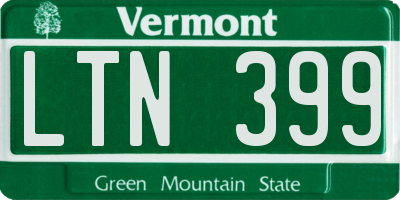 VT license plate LTN399