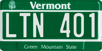 VT license plate LTN401