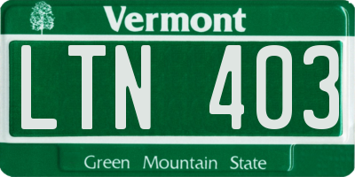 VT license plate LTN403