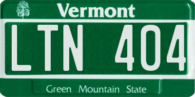 VT license plate LTN404