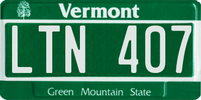 VT license plate LTN407