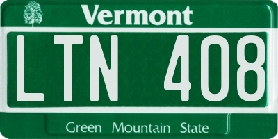 VT license plate LTN408