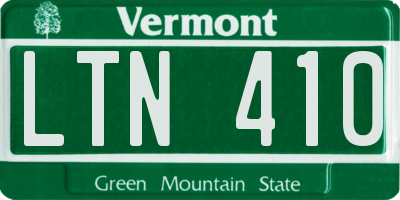 VT license plate LTN410