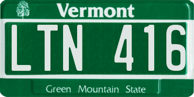 VT license plate LTN416