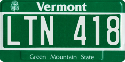VT license plate LTN418